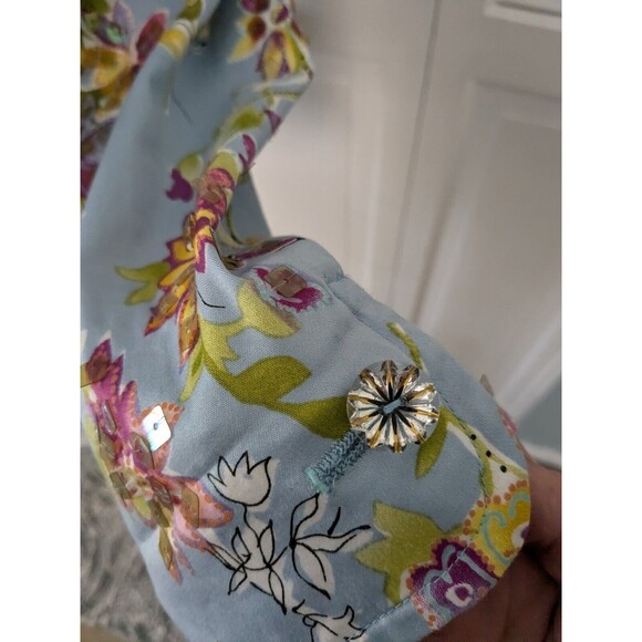 REDD Jeans Jacket Women's Sz 8 Blue Floral Iridescent Sequins Y2K Vtg Colorful - Picture 6 of 13